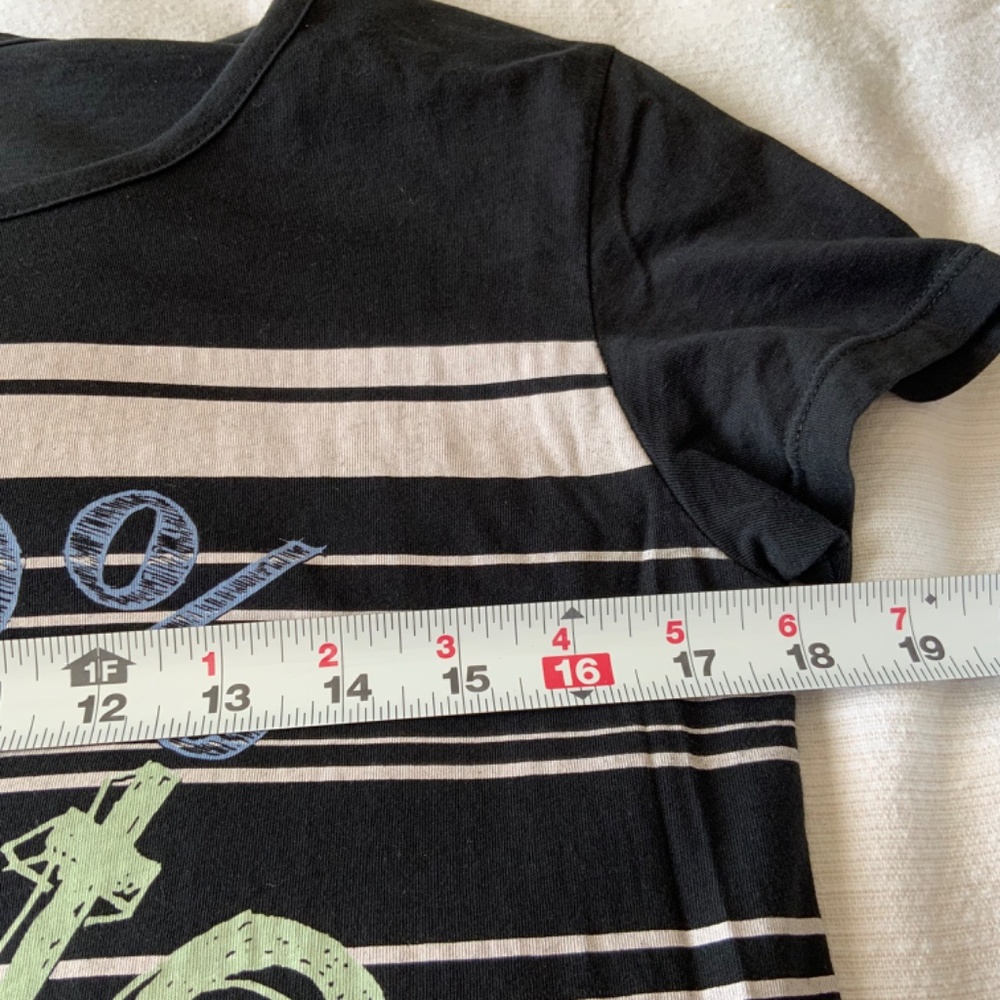 Women’s 100% Ready to Party Black & White Stripes Cotton T-shirt size S/M - Picture 5 of 8